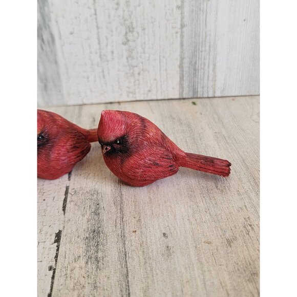 Red cardinal miniature bird figurine Xmas set home decor - Picture 4 of 7